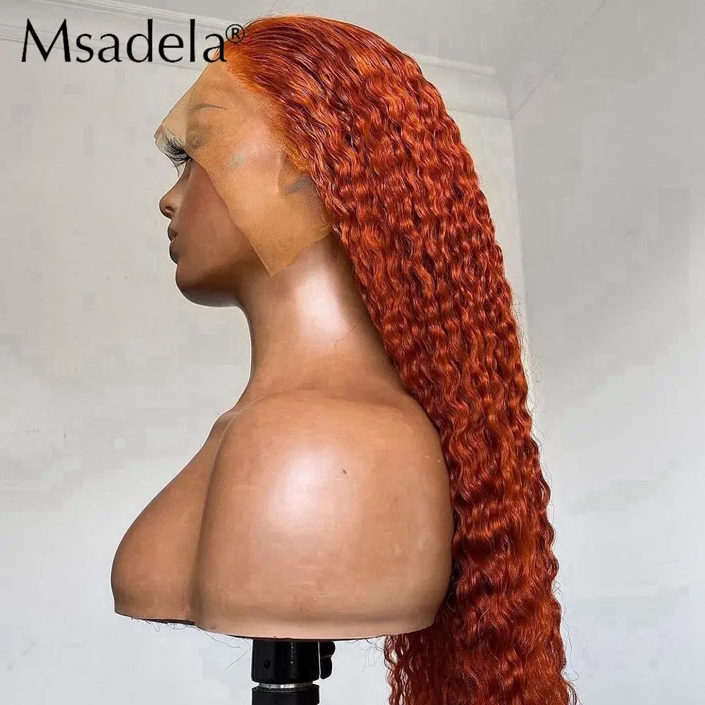 Ginger Orange Color Synthetic Hair Cosplay Wig Pre Plucked Kinky Curly 28 Inches Drag Queen 13x4 Lace Front Wigs For Black Women