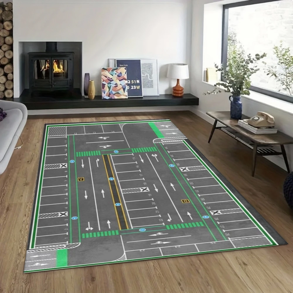 Site-Layout, großer Teppich, Parkplatz, mehrere Räume, Flugzeug-Design, Teppich, Bodenmatte für Wohnzimmer, Kinder, Spielzimmer