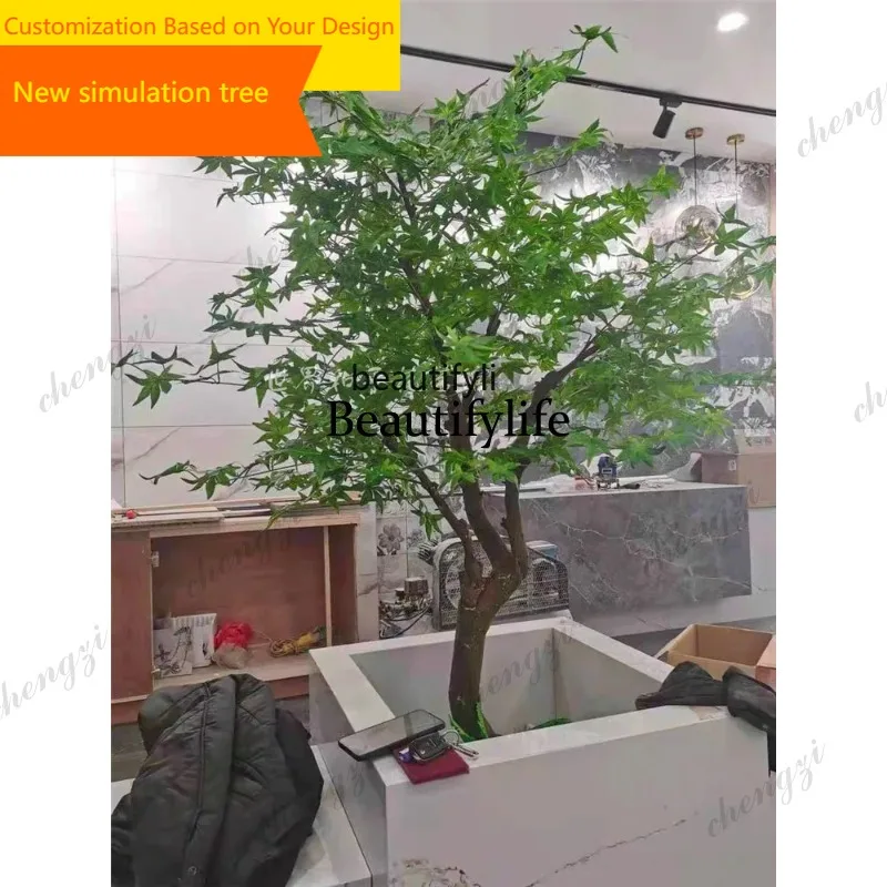 A29  Artificial Green Red Maple Tree Acer Palmatum Leaf Japanese Style Garden Landscape Design Show Window Decoration Fake Flowe