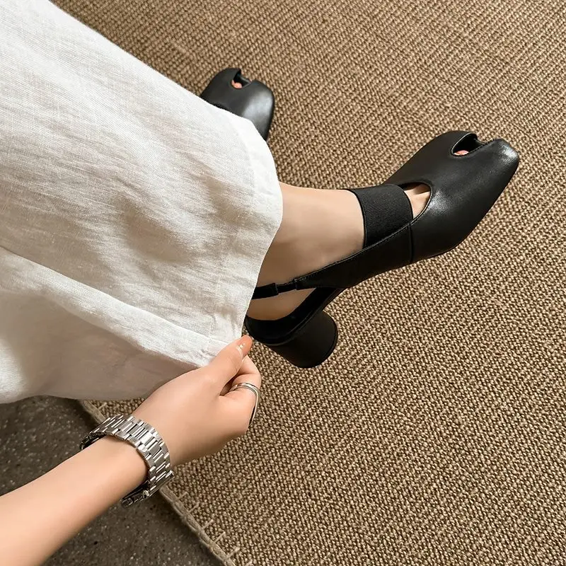 MORAZORA Plus Size 34-41 New Genuine Leather Sandals Women Shoes Peep Toe High Heels Sandals Summer Party Dress Shoes image 5