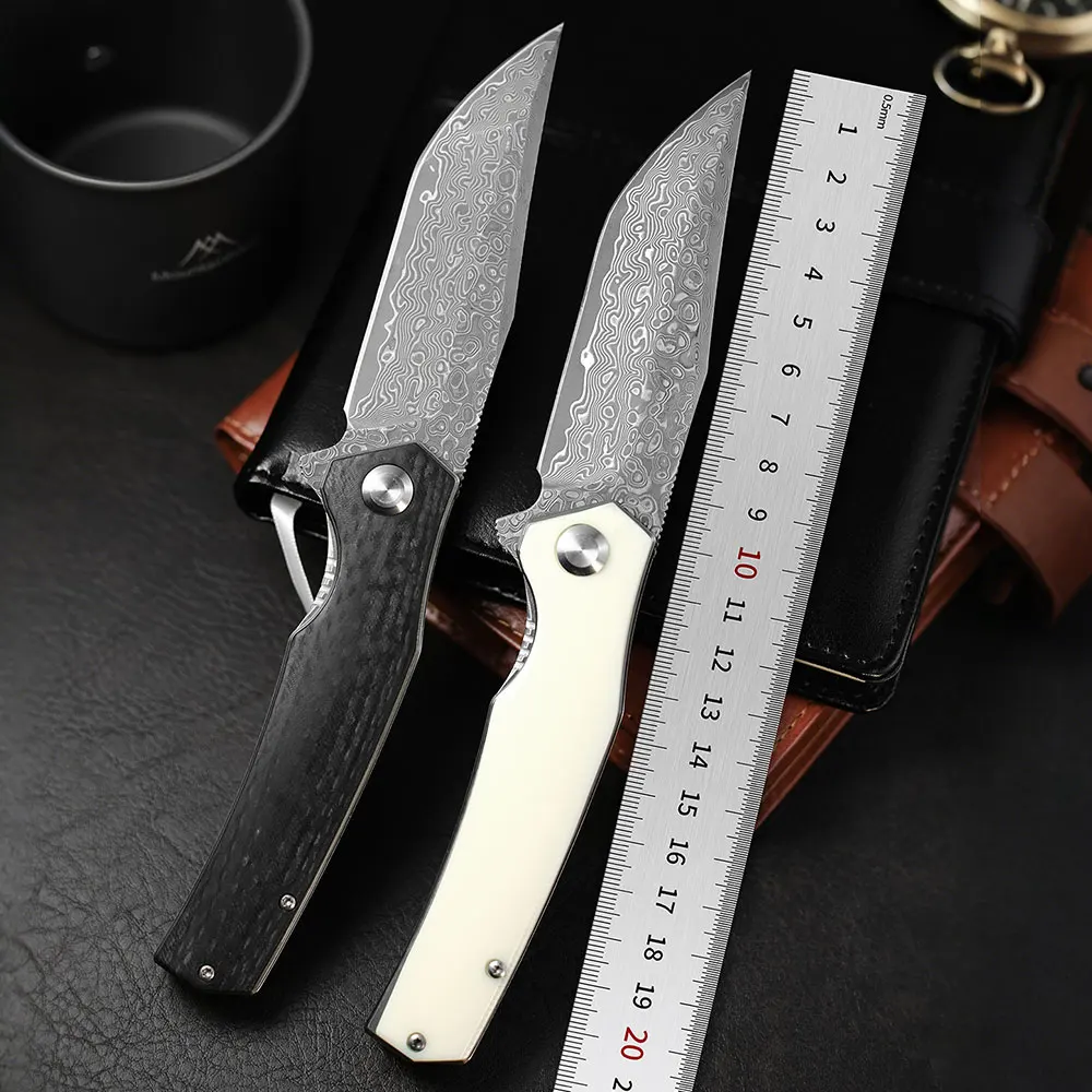 

Damascus Folding Knife Carbon Fiber/Resin Handle Pocket Knife