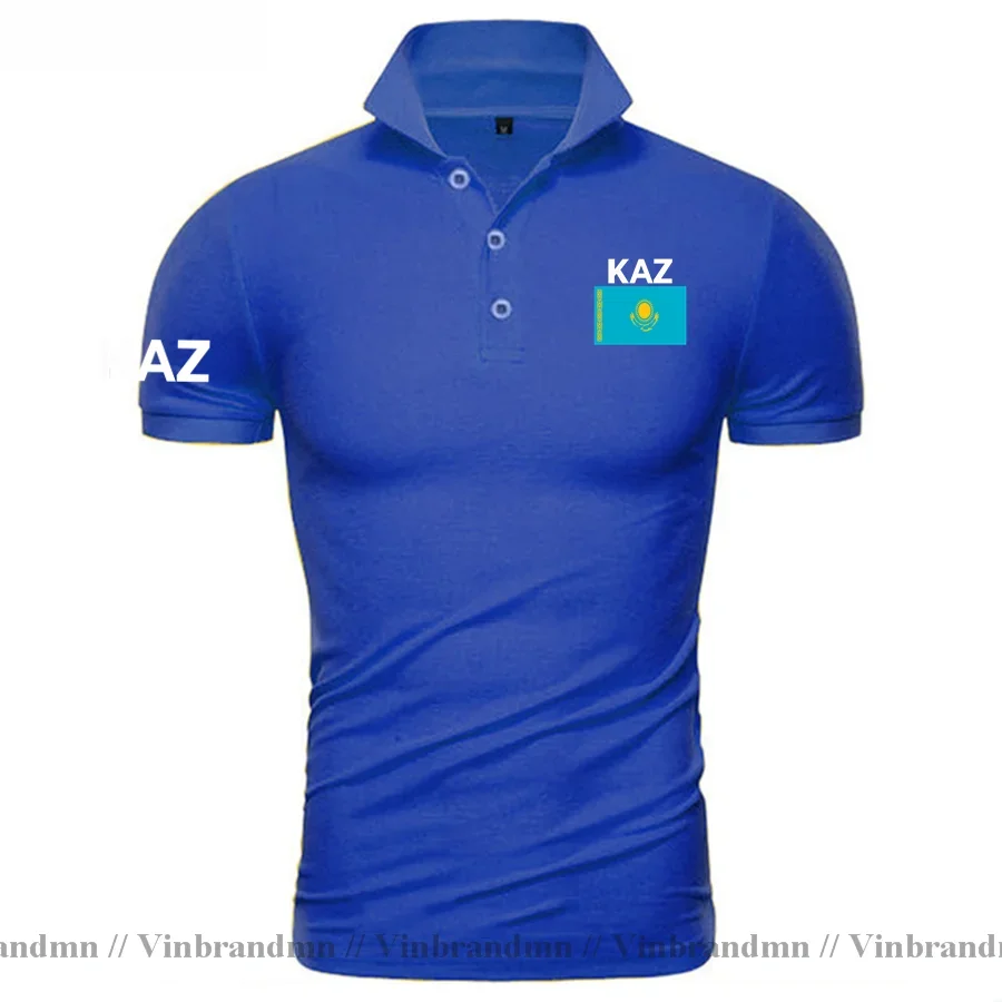 Kazakhstan Polo shirts Men Fashion Brand Design Country Flag Shirt 100% Cotton Nation Team Casual Clothing Kazakh KZ Kazakhstani