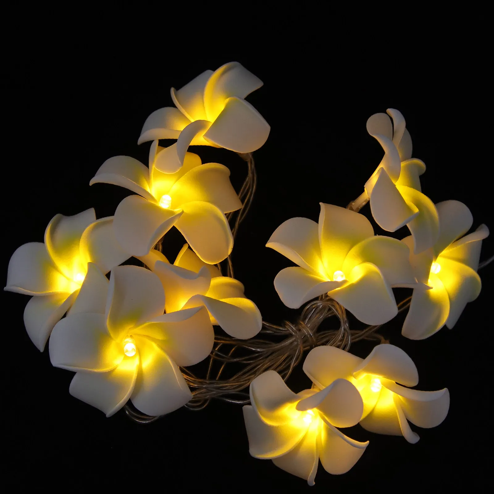

Plumeria String Light LED Powered 1.5m 10 LED Lamps Warm White Artificial Flower String Lamp Wedding Party Bedroom Decor