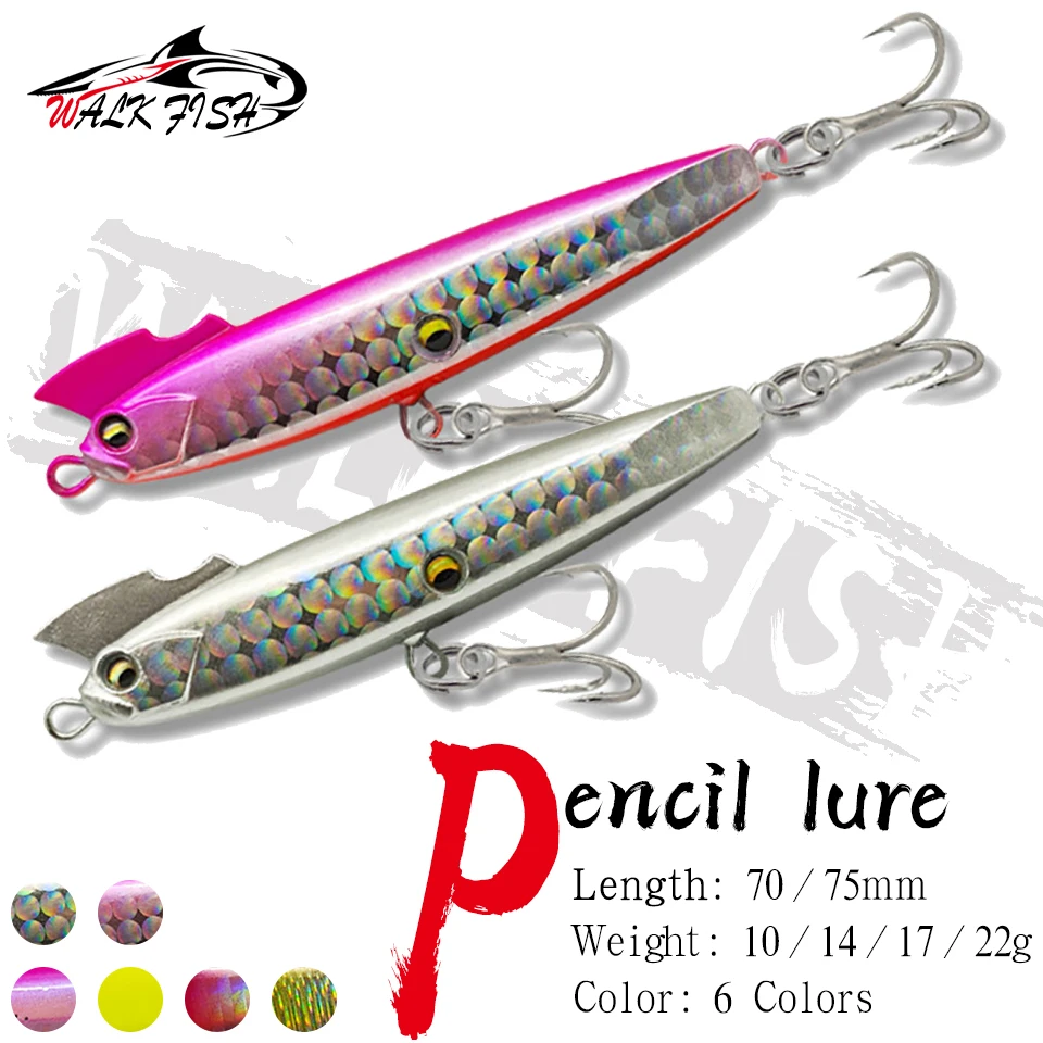 WALK FISH 70/75mm Sinking Pencil Lure Full Water Column Solid Long-Cast Pencil-Style Triple Hook Full Water Column Rooster Comb