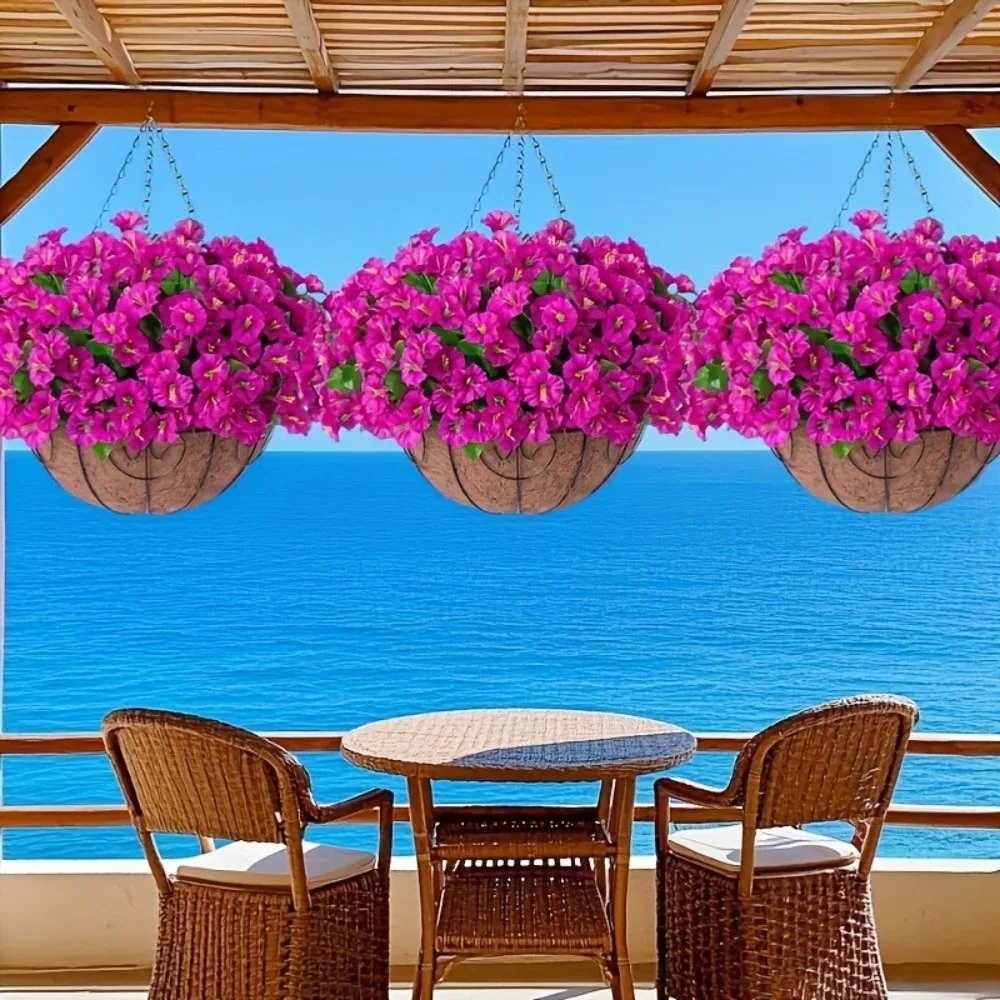 

Plastic Artificial Morning Glory Flowers UV Resistant Lifelike Morning Glory Branch Spring Theme Real Touch