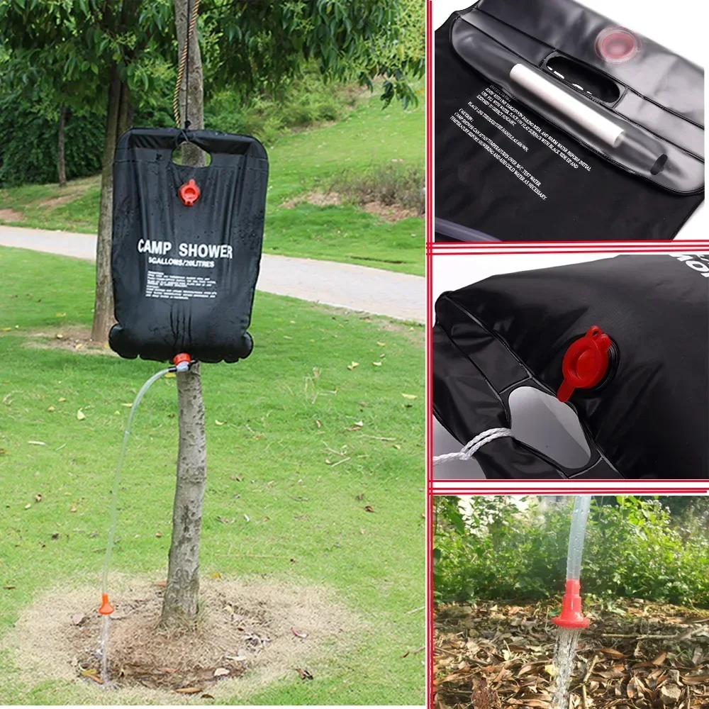 20L Tragbare Camping Dusche Outdoor Reise Wandern BBQ Radfahren Strand Schwimmen Solar Beheizte Badewasser