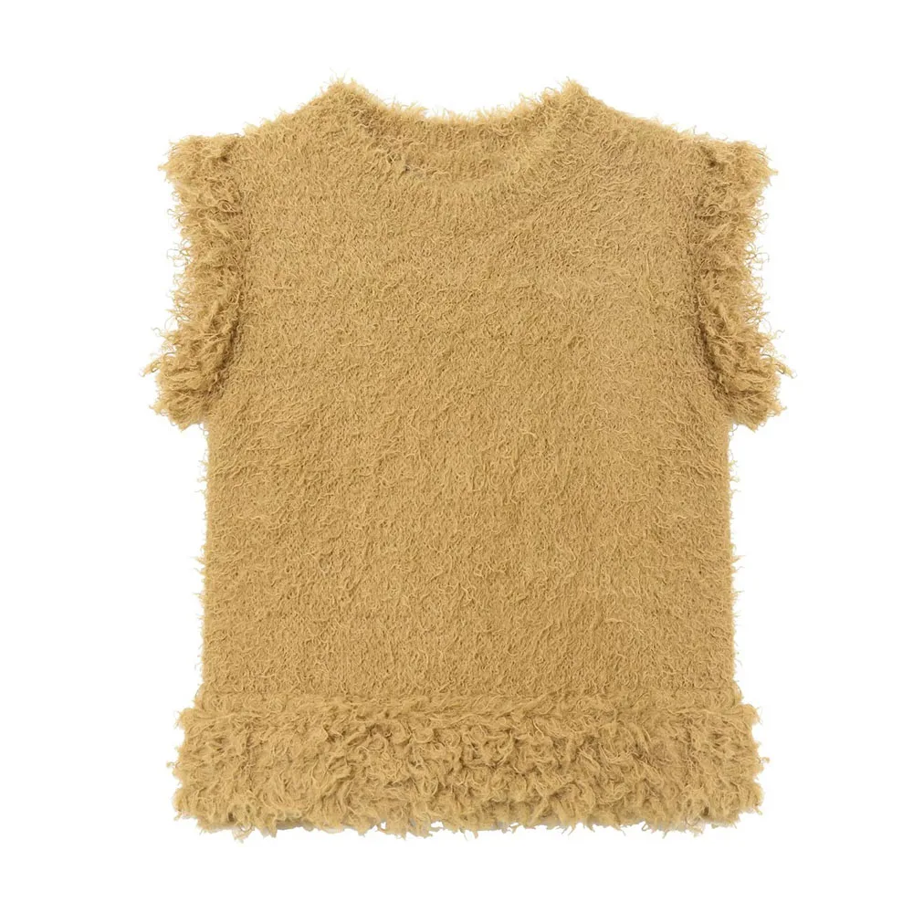 

2025 WOMAN Fashion European and American Style Autumn New Faux Fur Effect Vest Retro Sleeveless Round Neck Vest Mujer