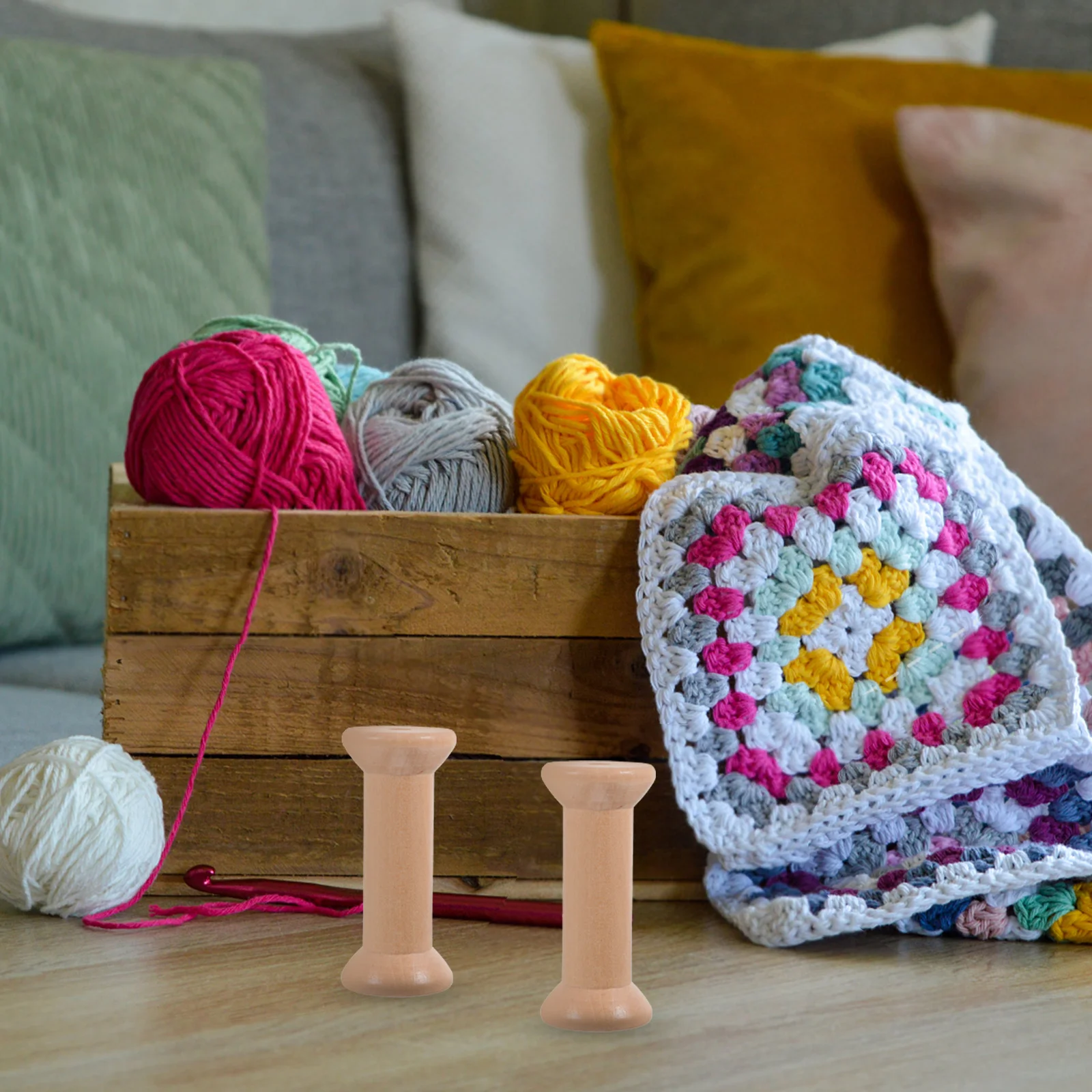 

2Pcs Wooden Spools Vintage Design Smooth Surface Empty Bobbin for Sewing Embroidery Thread Efficient Winding Durable