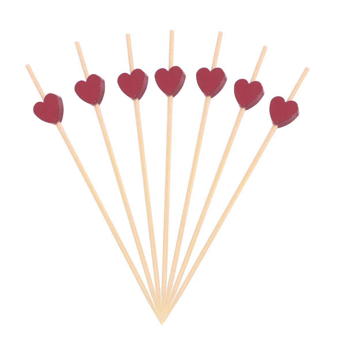 

100 Pcs Bamboo Cocktail Picks Fruit Sticks Heart Shape Bead Toothpick for Bar KTV Home Clubs Fruit S wiches Mini Burgers