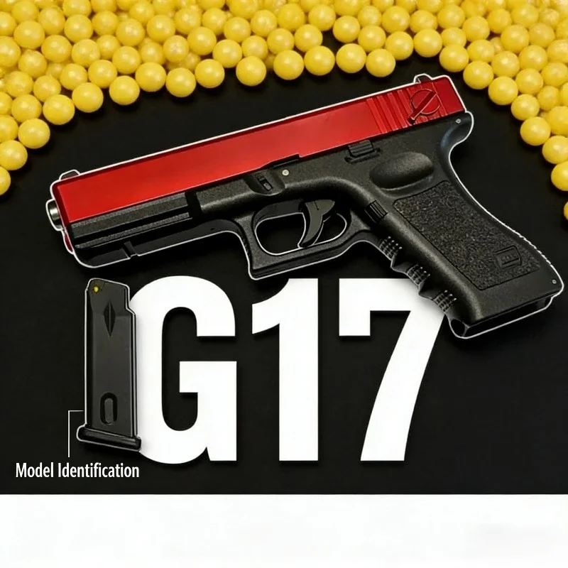 Pistola de juguete de bala suave Manual G17, pistola de aire de alta calidad, revista inferior, láser, juego CS para exteriores, regalo de cumpleaños para niños