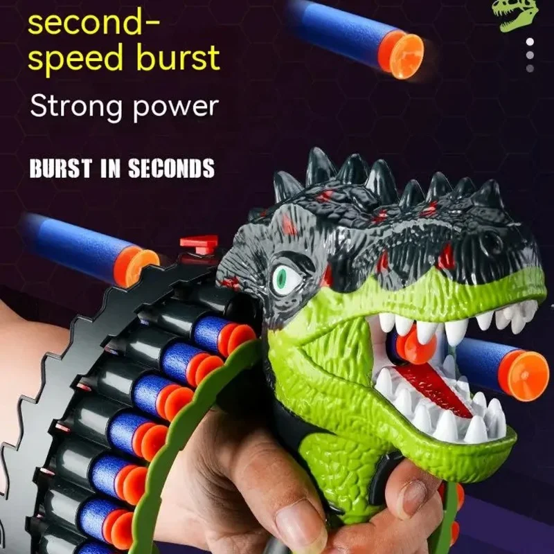 Spinning Dinosaur Wrist Gun Soft Bullet Gun Toy Kids Boys Toys Electric Burst Pistol Parent Blaster Shooting Game Brithday Gifts