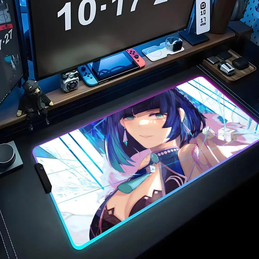 

yelan Коврик для мыши RGB Игровой коврик для мыши Большой светодиодный коврик для ПК Настольный коврик Светящийся коврик для мыши Большие коврики для клавиатуры Настольный коврик с подсветкой