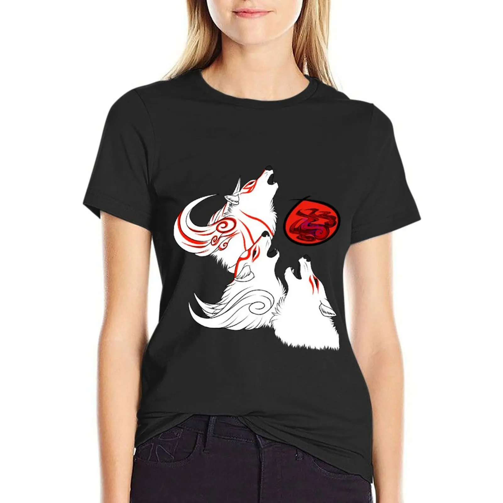 

Okami Howls T-Shirt vintage customizeds summer tops tight shirts for Women