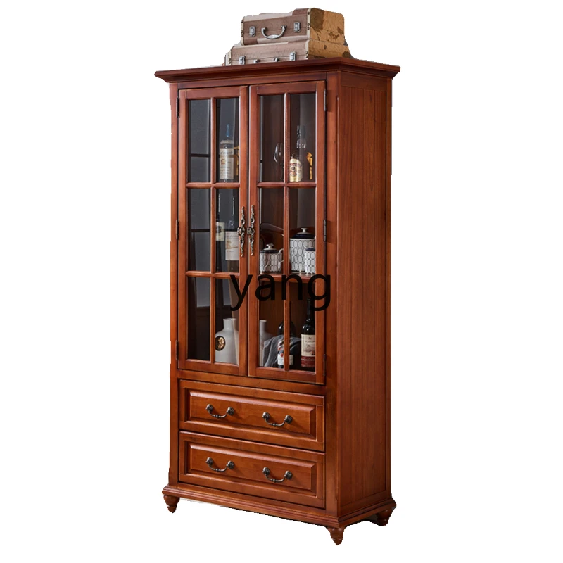 

LTT double-door wine cabinet household dining side display high cabinet living room glass door storage can be used as bookcase