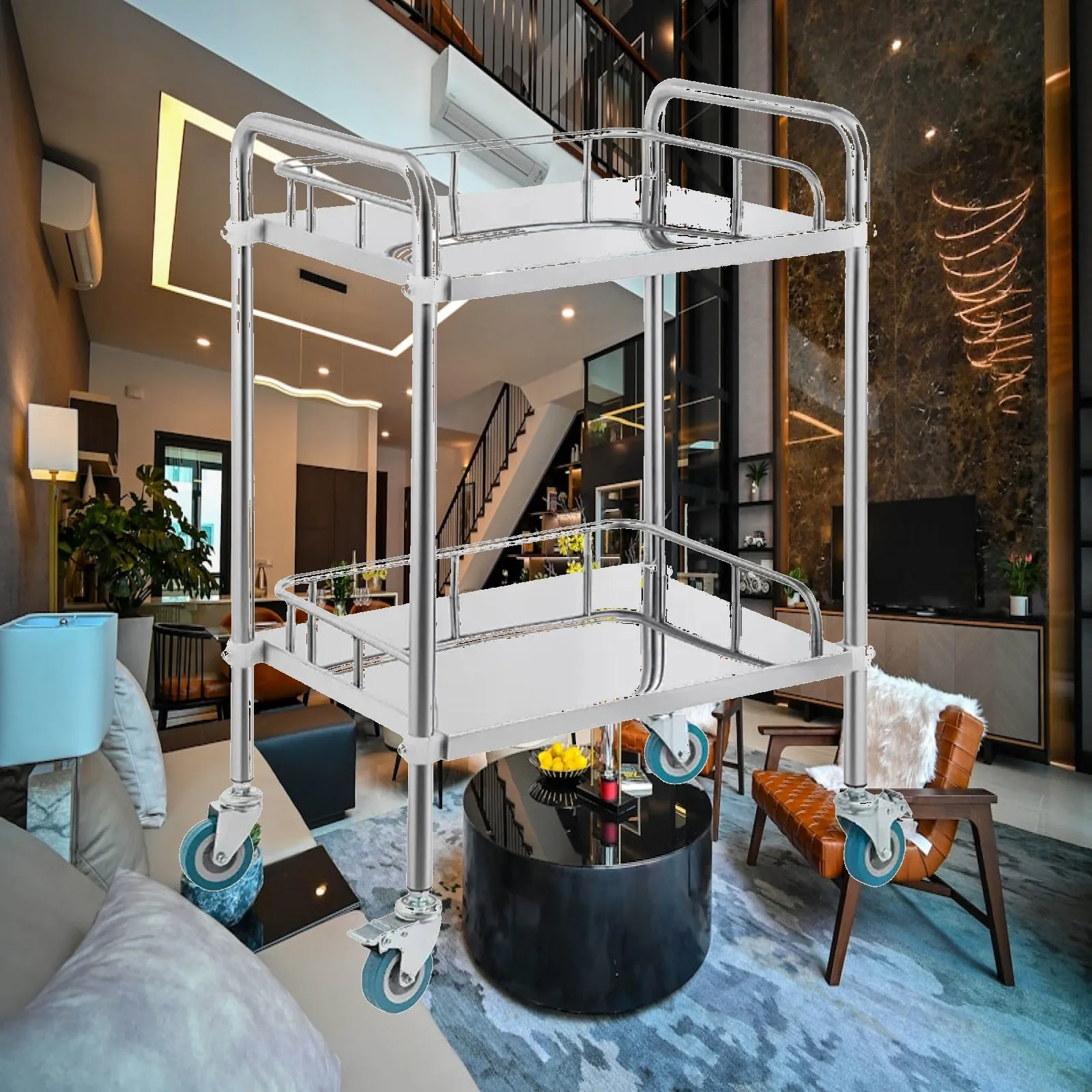 heavy-duty-stainless-steel-lab-utility-cart-with-360-degree-wheels-2-shelf-salon-trolley-for-office-and-home