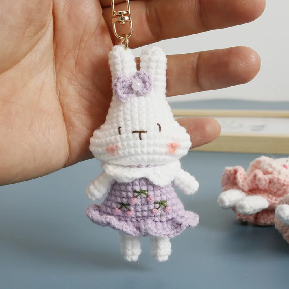 Creative Handmaking Crochet Keyrings Knitting Cartoon Carrot Bunny Keyrings Cute Animal Doll Rabbit Doll Pendant Bag Charm