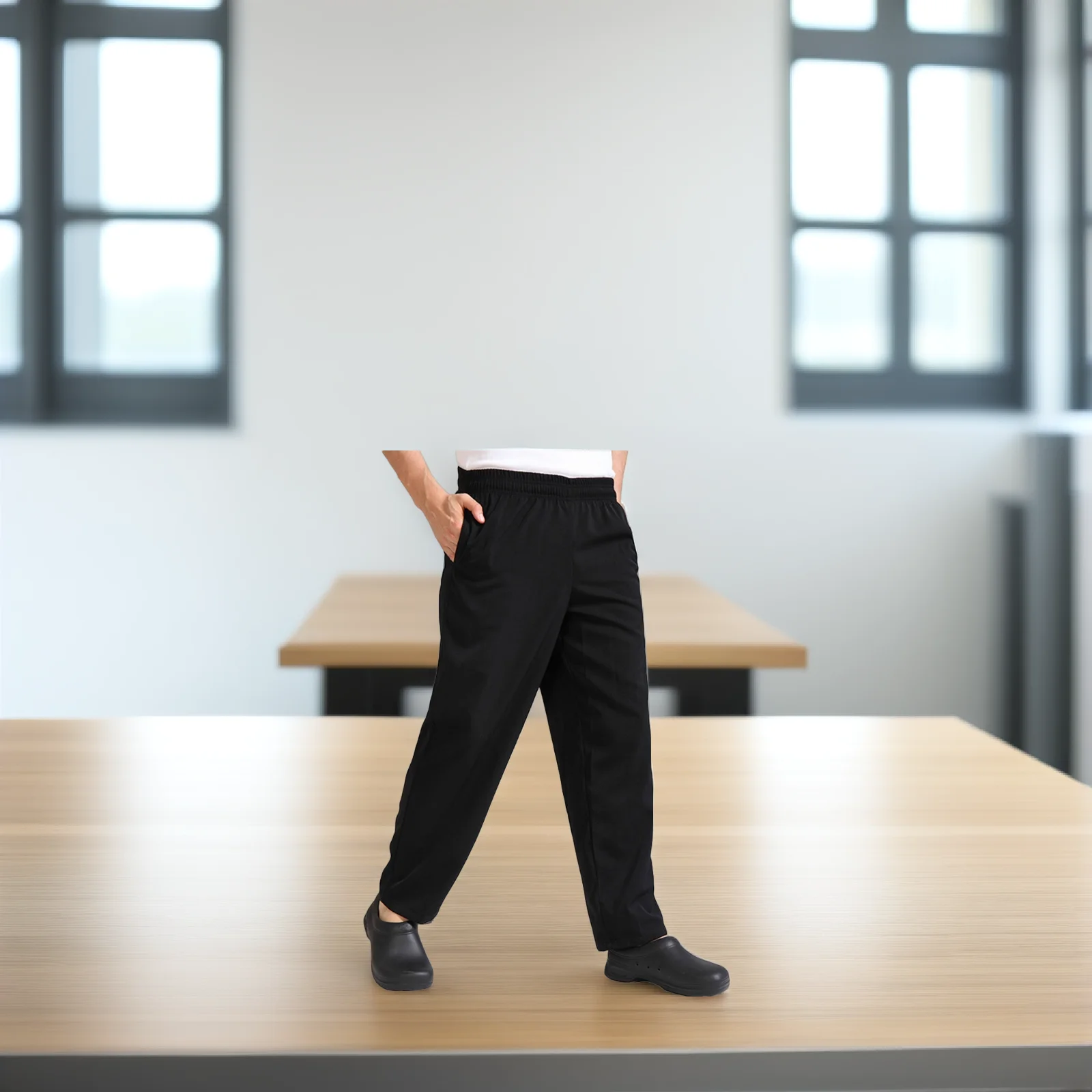 chef-pants-black-loose-fit-breathable-polyester-cotton-material-oil-resistant-easy-wash-kitchen-workwear-for-restaurant-hotel