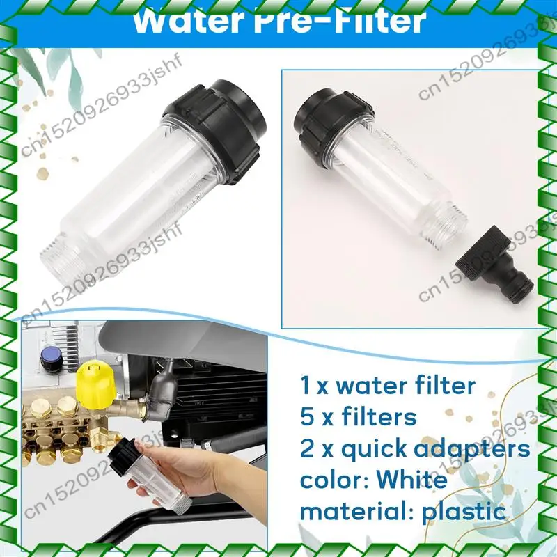 -خرطوم حديقة فلتر المياه من BOFF، مجموعة فلاتر المياه المسبقة 3/4 بوصة مع 5 إدراجات فلتر + 2 محولات سريعة