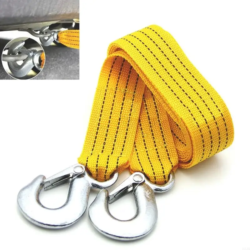 U2JA 3 Tons Car Auto Tow Cable Towing Strap Rope With Hooks Emergency Heavy Duty for