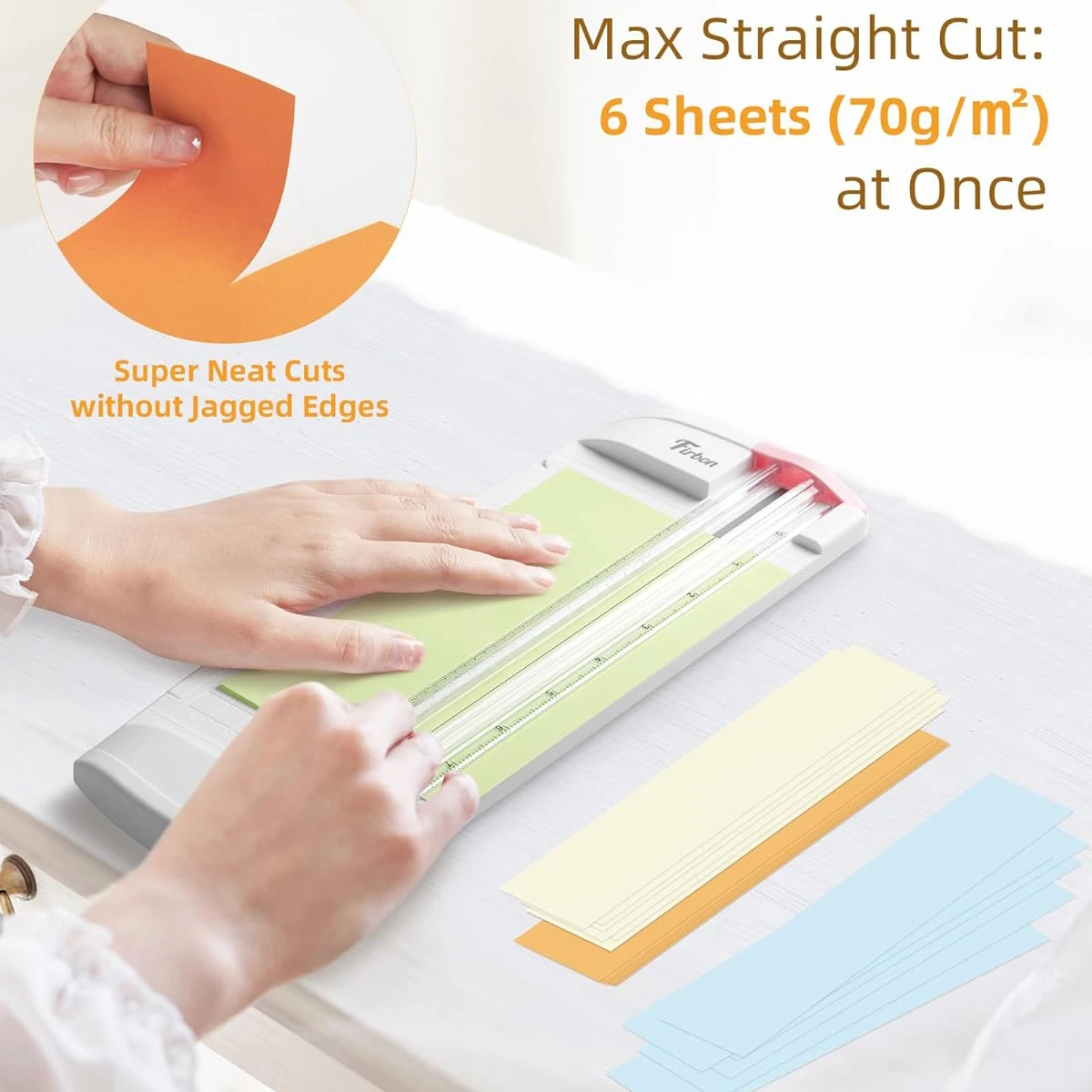 قاطعة ورق 3 في 1 بشفرة مستقيمة وشفرة تجعد وشفرة ثقب، قاطعة A5 مقاس 9 بوصة - مدمجة ومحمولة (وردي) #4