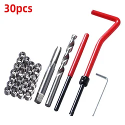 30pcs Thread Repair Tool Kit M3/M4/M5/M6/M7/M8/M10/M12/M14 for Restoring Damaged Threads Spanner Wrench Thread Repair Bit Kit