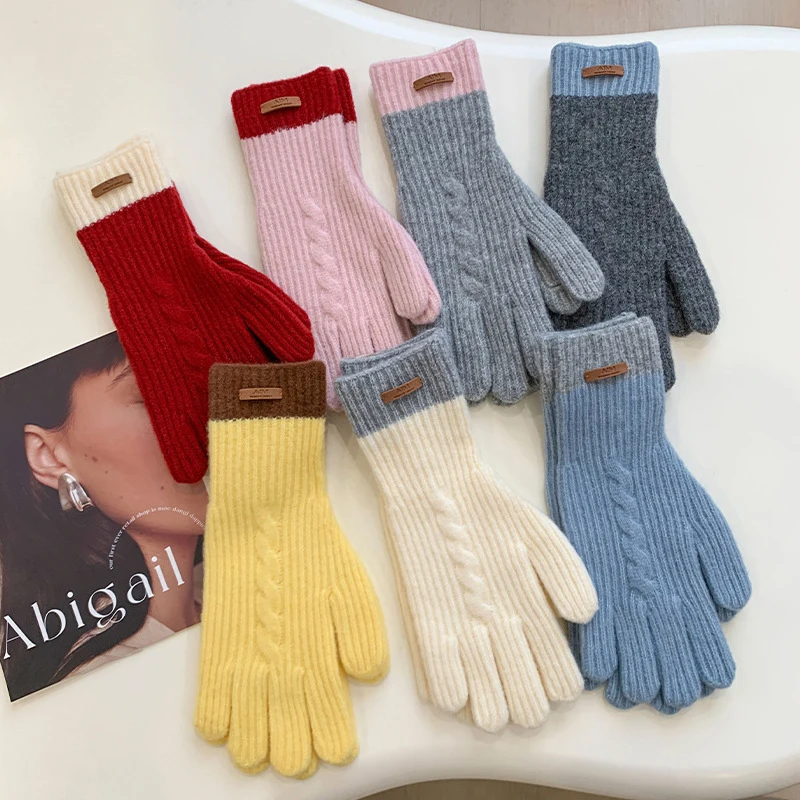 

Women Warm Thick Plush Knitted Gloves Touch Screen Men Women Fashion Autumn Winter Keep Warm Riding Skiing Outdoor Gloves