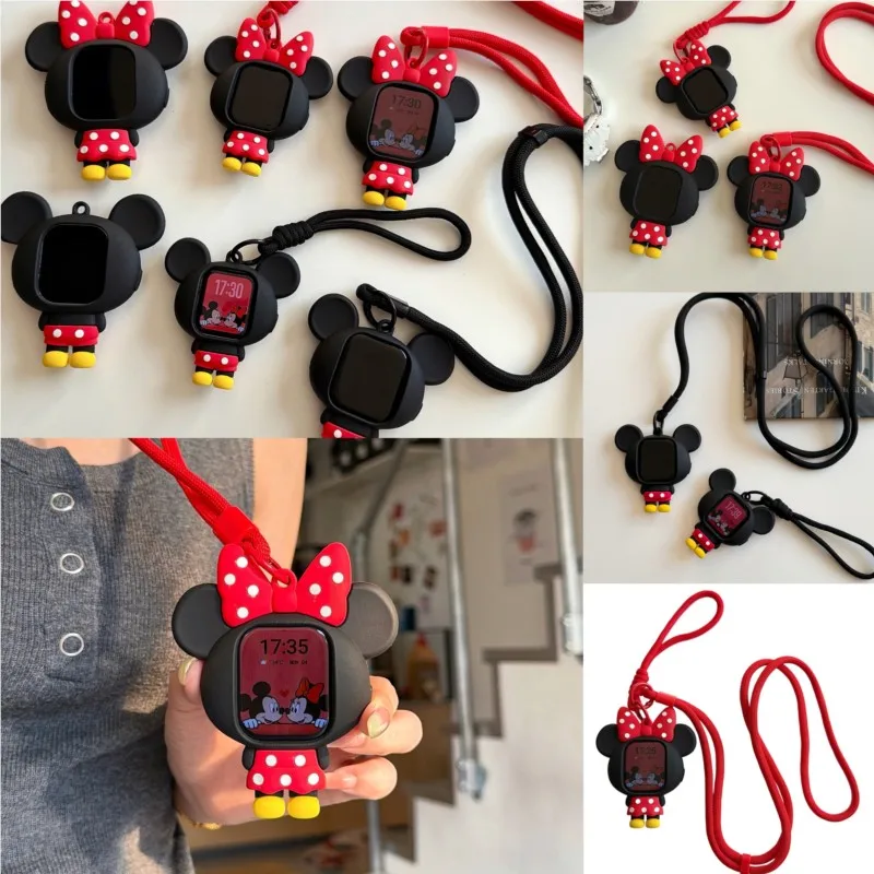 3D Cartoon Minnie Mouse Lanyard Case For Apple Watch Sport 1/2/3/4/5/6/7/8/9st Gen S10 S11 Ultra SE 38/45/41/44/42/46/49mm Cover