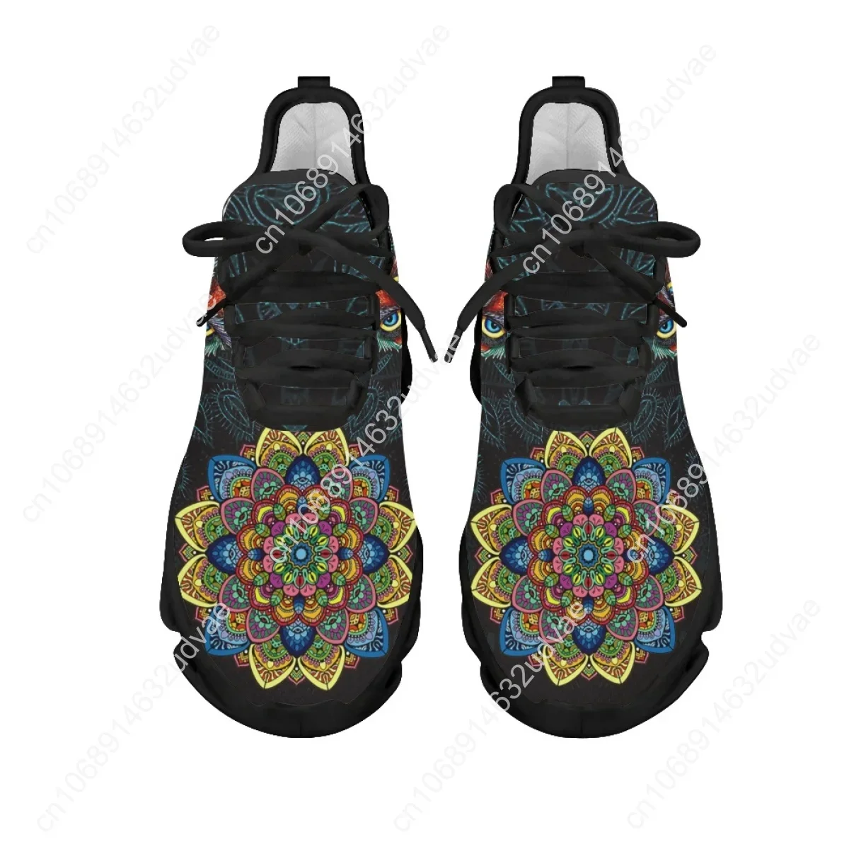 2023 Trendy Mesh Sneakers Vintage Mandala Owl Design Women's Platform Shoes Height Increaing Platform Footwear Gifts