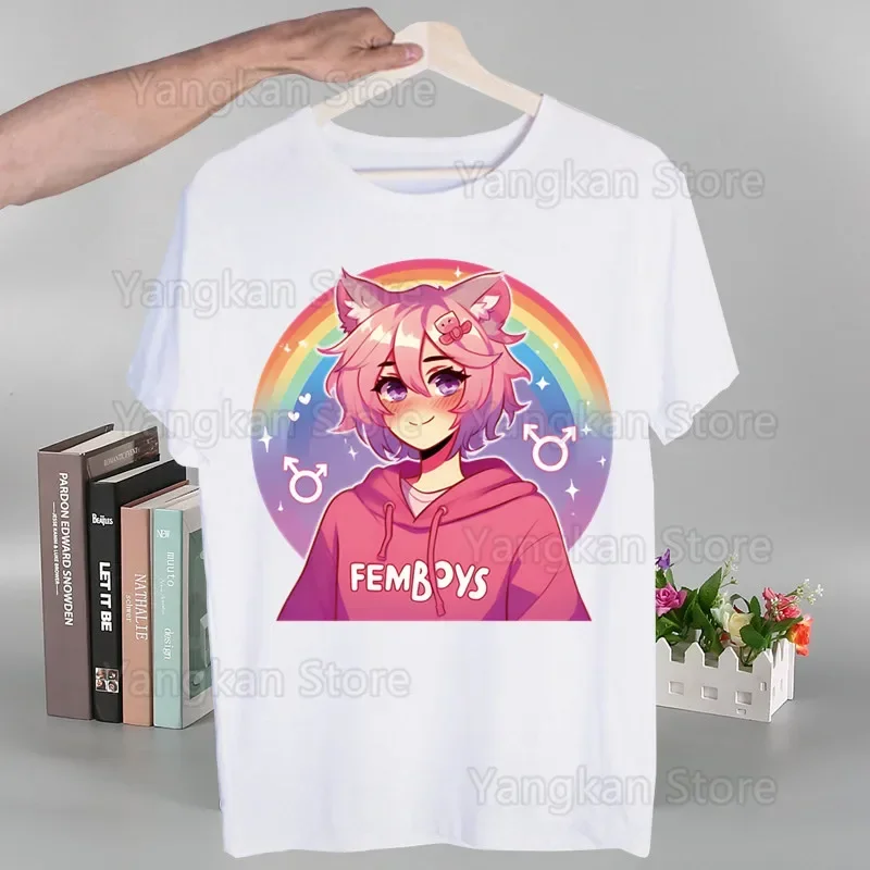 Femboy Fairycore Gothic Fairy Grunge Tshirts Men Shirt Harajaku Mens Clothing Summer Streetwear Casual Loose Print Tee Short