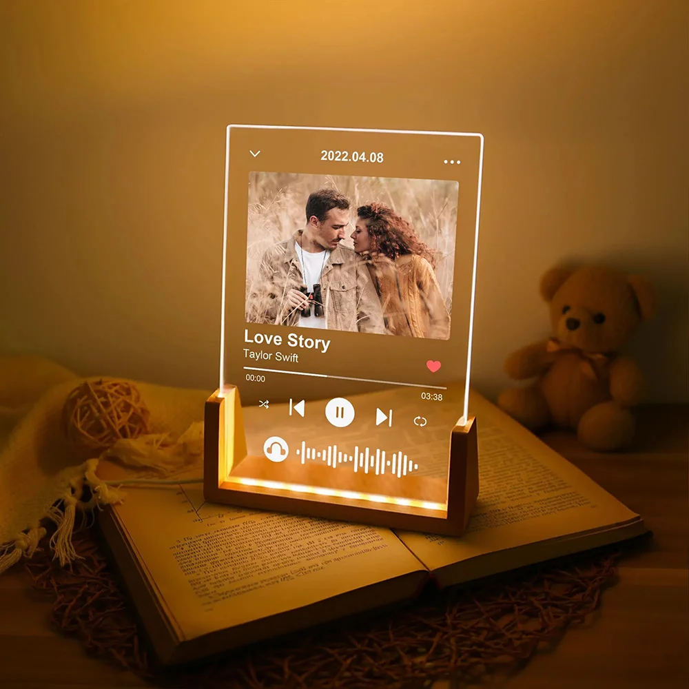 

Custom Music Acrylic Night Light Personalized Song Light Couple Photo Frame Custom Couple Photo Light Ideal Present For Loves