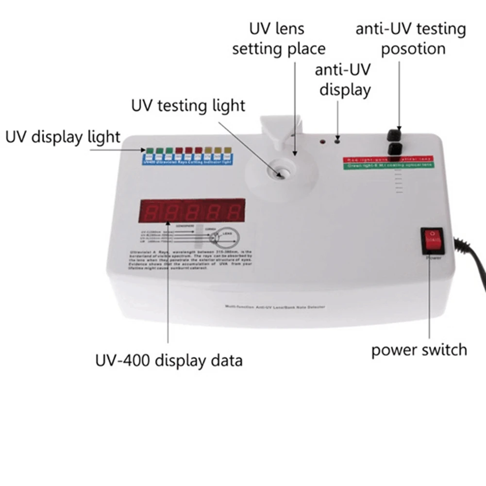 Optical Lens Anti UV Ultraviolet Ray Lens Tester Detector UV Measurer UV400 Test,EU Plug