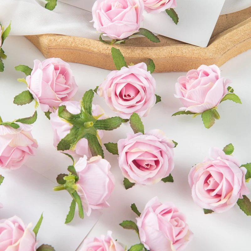 50/100 Stück Künstliche Blumen DIY Geschenkbox Kuchen Heimdekoration Weihnachtsdekoration Kränze Hochzeit Party Garten Rosen Bogen Seide – Detail 3