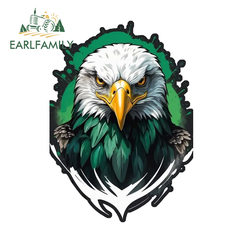

Наклейки на автомобиль EARLFAMILY с изображением зеленой орлиной головы, очень крутые креативные наклейки на бампер и окна автомобиля, водонепроницаемые, солнцезащитные, аксессуары для экстерьера