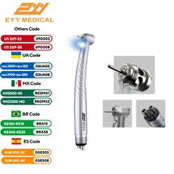 Dental LED Light E-Generator Air Turbine Push Button Standard Head Triple Water Spray 2/4 Hole Handpiece Dentist Tips Drill