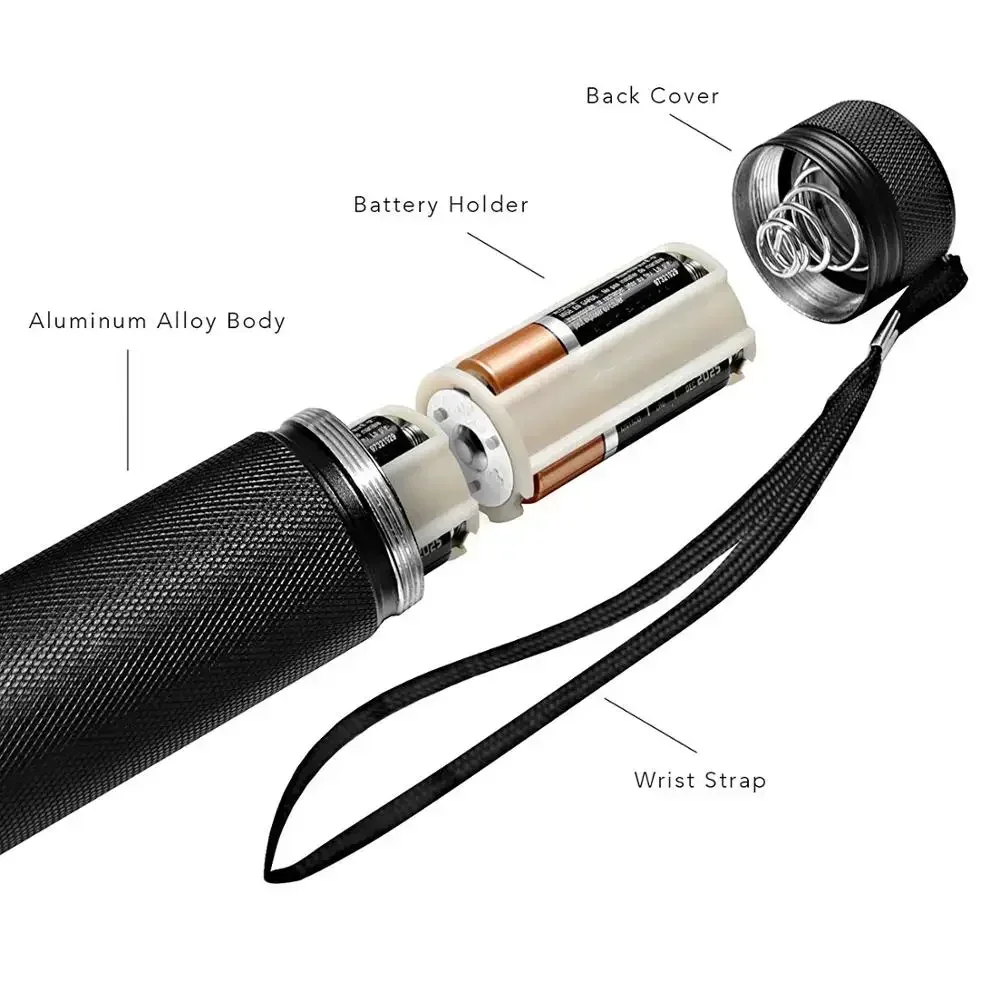 UV Flashlight Blacklight 100LED 18W 395nm Ultraviolet Light Detector Aluminum Handheld Torch Light for Pet Dog Cat Scorpions Bug