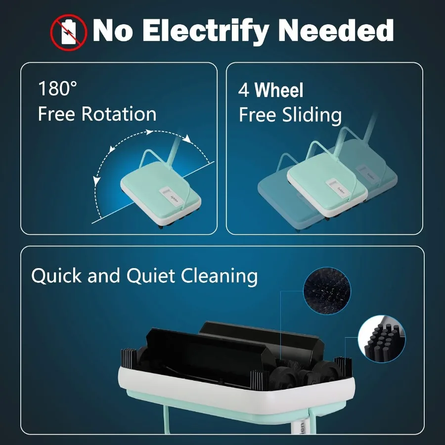 Leichte, handgedruckte Teppichkehrmaschine in Mini-Größe für mühelose manuelle Reinigung auf Teppichen, ideal für leises, nicht elektrisches Kehren i