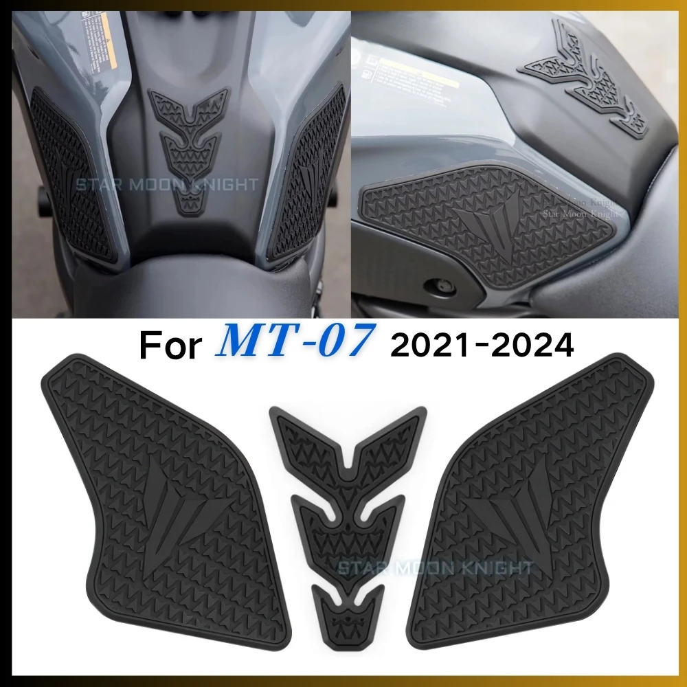 

Новинка для Yamaha MT 07 MT07 MT-07 2021-2024, боковые накладки на топливный бак, защитные наклейки, газовая наколенница, тяговая накладка, наклейка