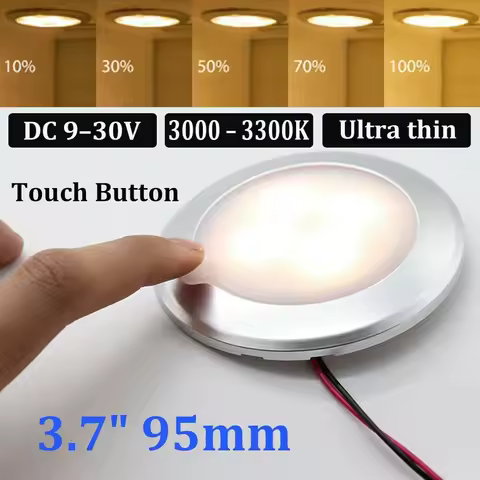 LED Dome Light Surface Mount Ceiling Lamp Touch Dimmer Switch DC12V 24V Outdoor Interior Light RV Motorhome Camper Caravan IP67