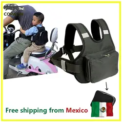 Universal Motorcycle Safety Belt for Kids Child with Storage Bag Rear Seat Grab Handle Strap Harness Adjustable Reflective Strip