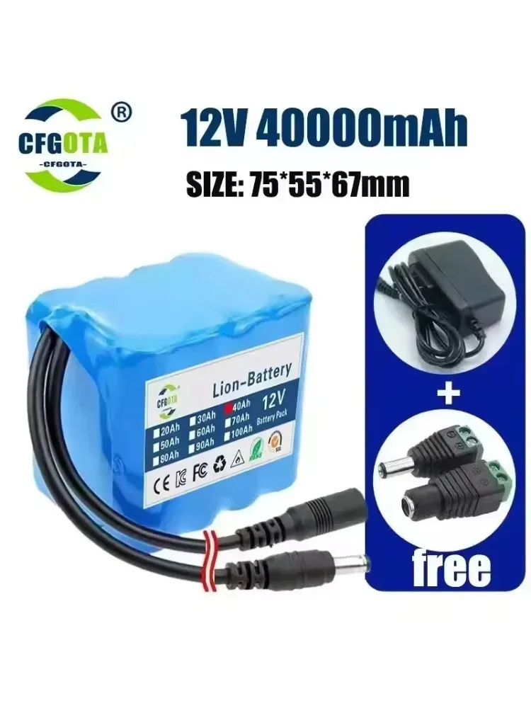 AliExpress LOLRKO 12V 40Ah 18650 Lithium Battery Pack 3S4P Rechargeable Battery with BMS 12.6v Charger for Fishing Bicycle Large Capacity Battery
