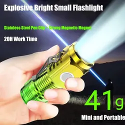 3LED Super Bright Flashlight Portable Mini Burst Flash Torch Rechargeable Outdoor Emergency Spotlight with Pen Clip Tail Magnet