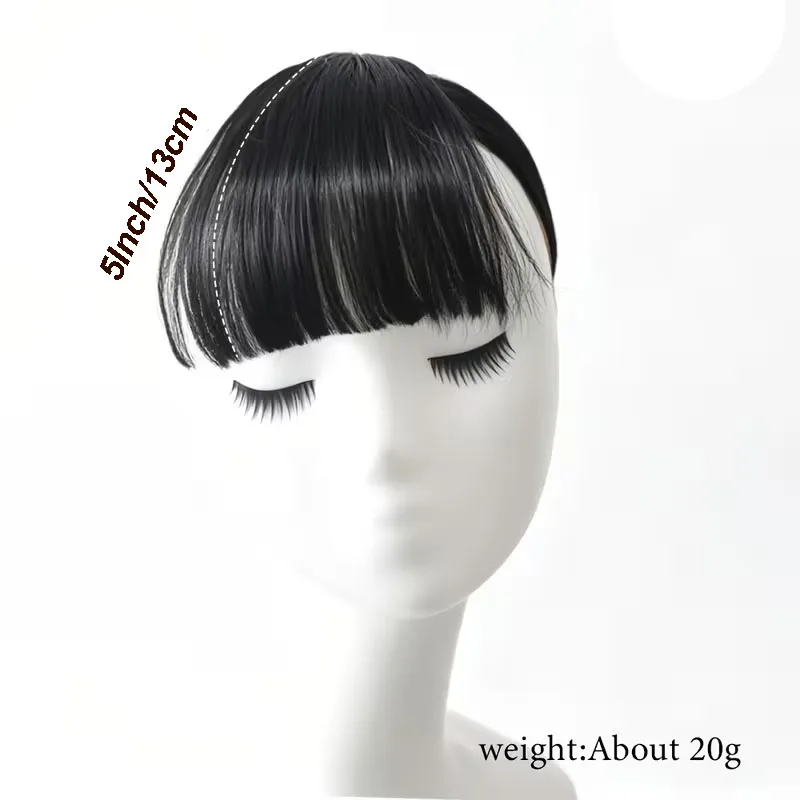 Synthetic Air Bangs Hair Fringe for Women High Temperature Fiber Clip In Bangs Hairpiece Straight Neat Bangs Clip On Front Hair