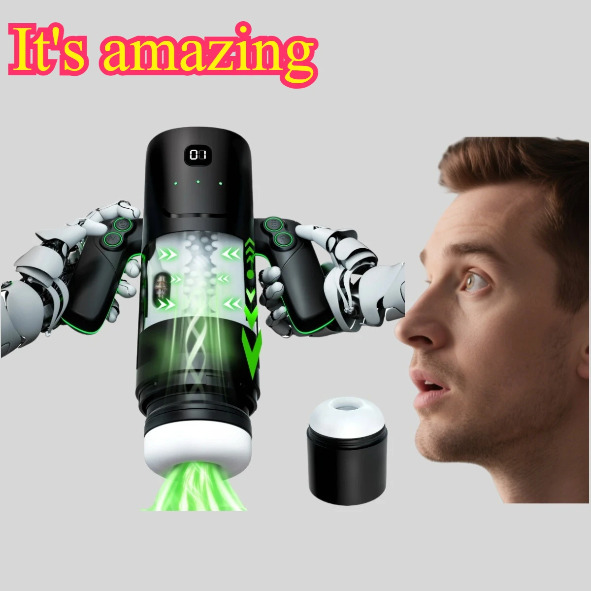 Fully Automatic Sucking Male Masturbator Handle Control High Speed Thrusting Piston Automatic Mastubator Stroker Pocket Pussy