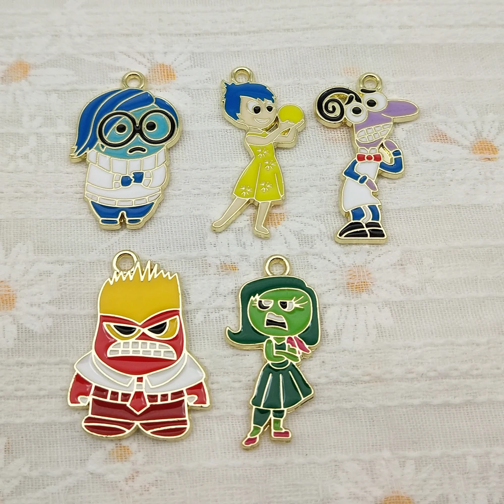 10pcs Anime Cartoon Charms for Jewelry Making Enamel Necklace Keychain Phone Pendant Diy Accessories Alloy Metal Gold Plated