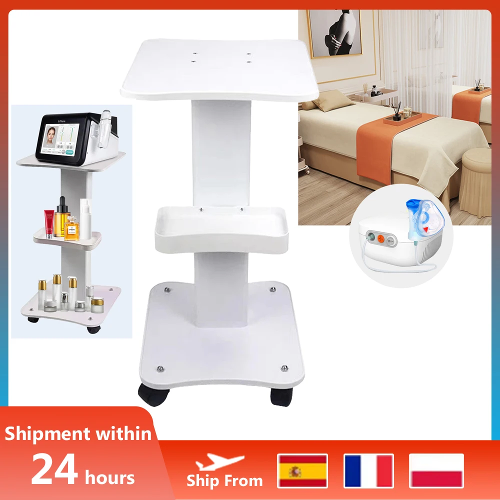 SPA Schoonheidsopslag Schoonheidssalonstandaard Rollende trolleywagen Apparatuur Machinehouder Organizer 3-laags 3,5 kg met duwhandvat