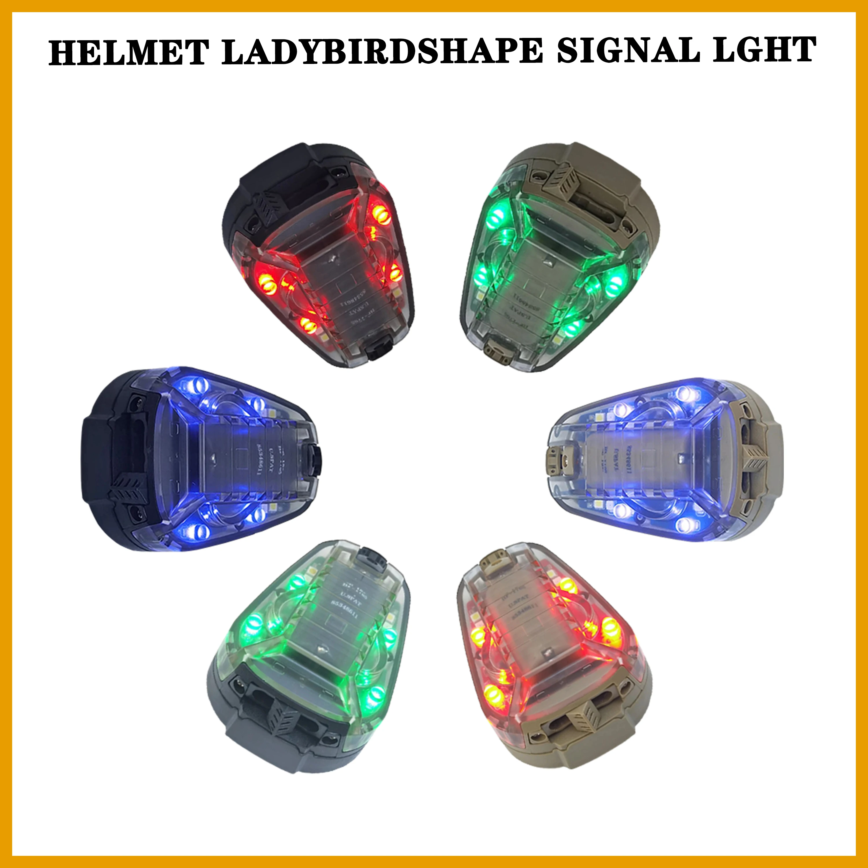 

Tactical Equipment Helmet Light Green Blue Infrared Flash,Outdoor Hunting Shooting Drill Night Activity Waterproof Ladybug Light