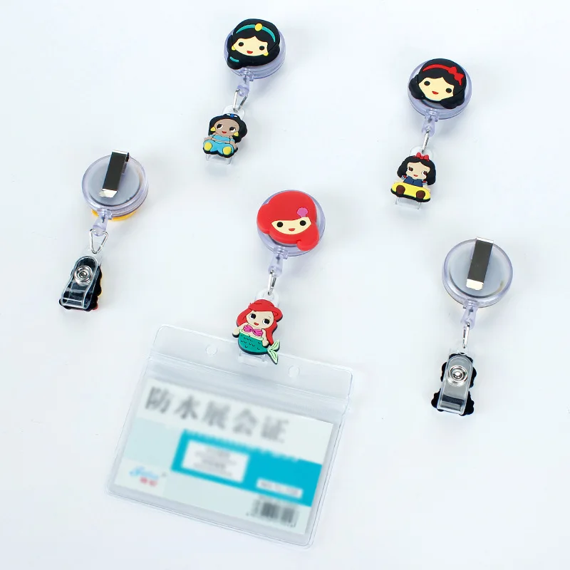 Cute Cartoon Princess For ID Card Holder Scalable Toggle Clip Employee Card Doctor Nurse Chest Card Student Bus Card Holder