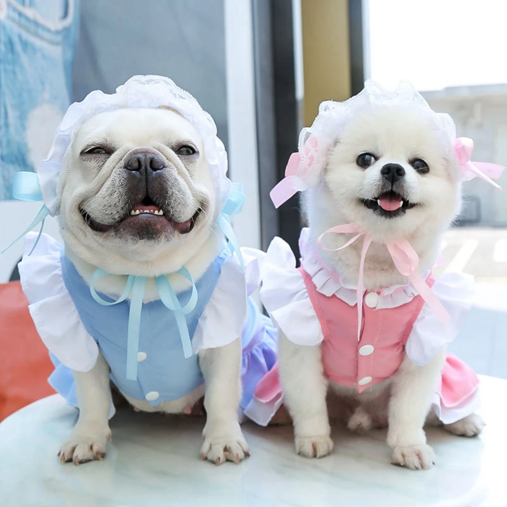 Cute Pet Dress Dog Maid Skirt with D Ring Cat Dogs Clothes Princess Tutu Dress Clothes Puppy Cat Apparel Chihuahua Pet Clothing