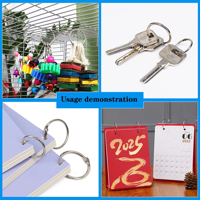 10 шт., кольца для переплета вкладышей, металлическое открывающееся кольцо для офисных книг, кольца, зажимы, брелок для ключей, кольцо для фотоальбома, домашний офис, поставка
