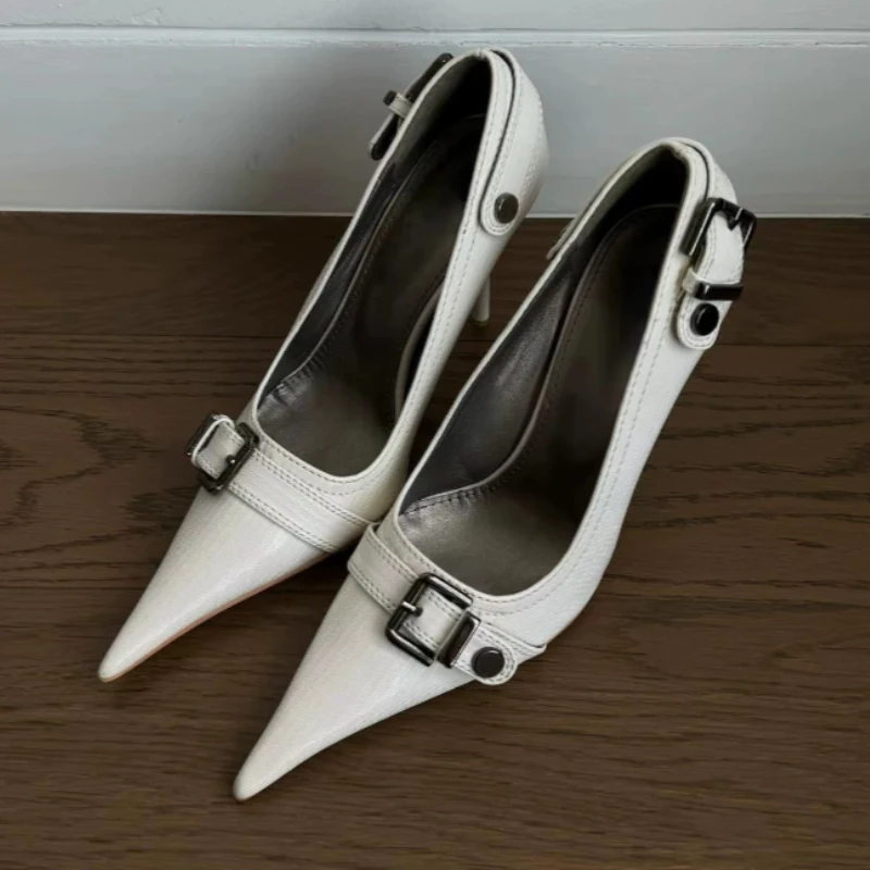

Sexy Pointed Toe High Heels for Ladies Fashion Belt Buckle Design Shallow Banquet Party Shoes Street Style Elegant Women's Pumps